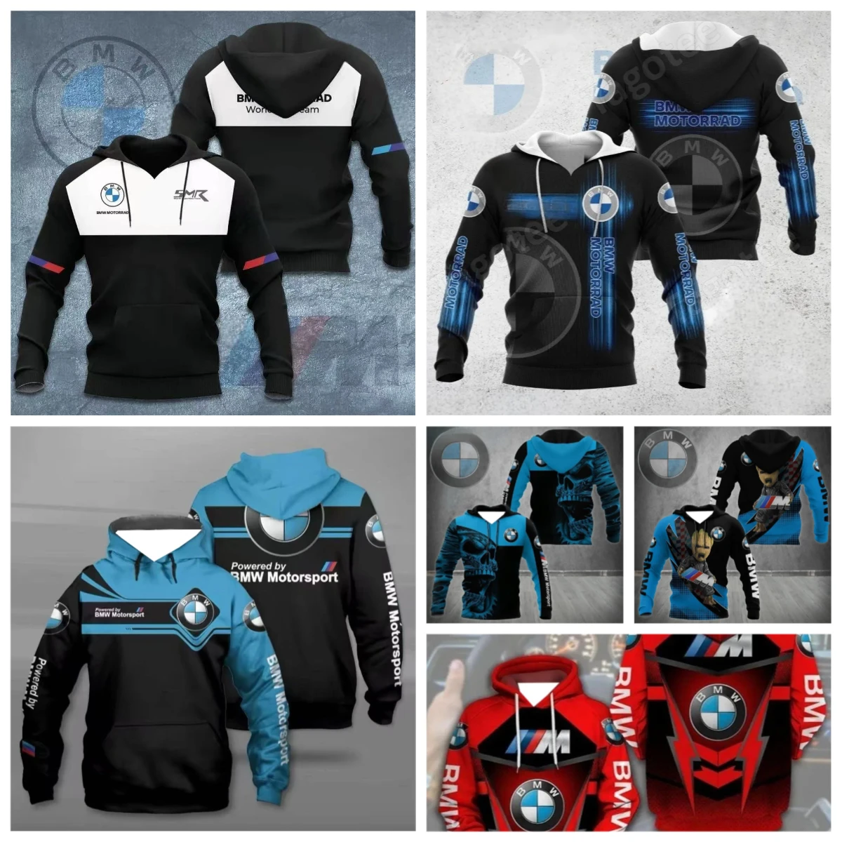 

2025 BMW Hoodie Fashion Cycling Hoodie Autumn and Winter Sports Men's Motorcycle Warm Hoodie Loose and Comfortable Trend Y2K