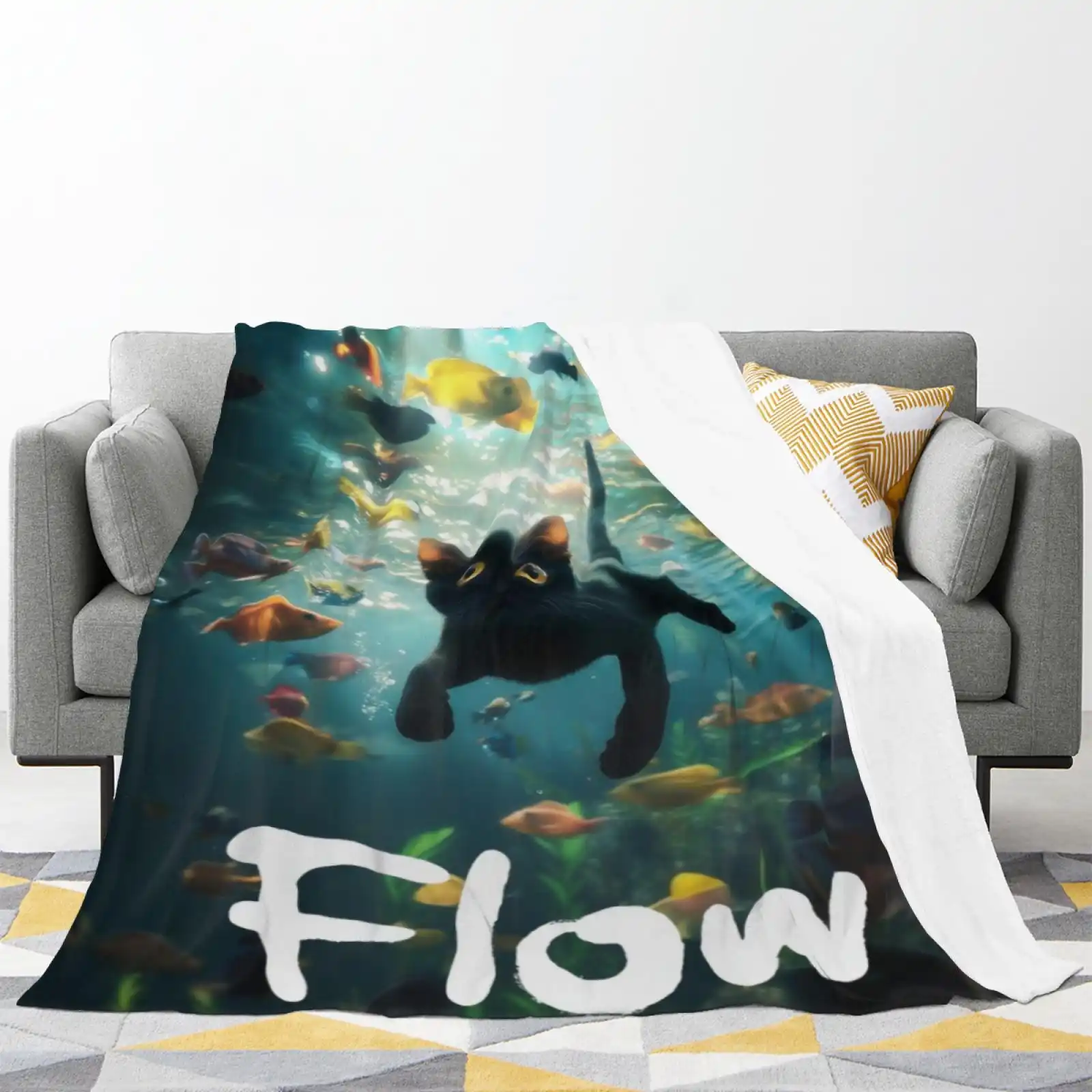 FLOW Movie Cute Cat Blanket Sofa Blankets and Throws Bedspread on the Bed Linens Home Throw School Knee Halloween Anime Winter