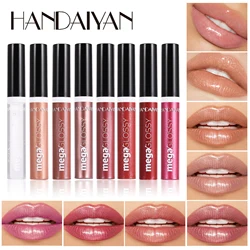 Handaiyan-Crystal Glitter Lip Glaze Tint Batom, Líquido, Impermeável, Hidratar, Shimmer, Brilhante, Maquiagem