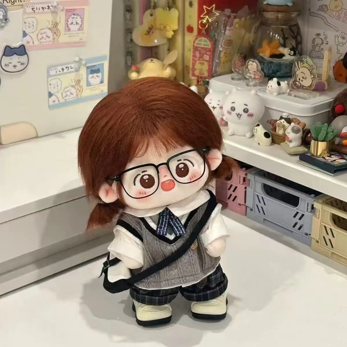 School Uniform for 20cm Cotton Doll Clothes Knitted Vest Cotton Idol Doll Clothes Outfit Fashion Plush Doll Clothing Accessories