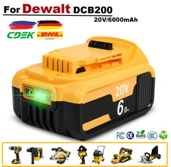 Dla baterii Dewalt 20V 6.0Ah wymienna bateria do akumulatora Dewalt DCB200 DCB206 DCB207 DCB204 akumulator do elektronarzędzi