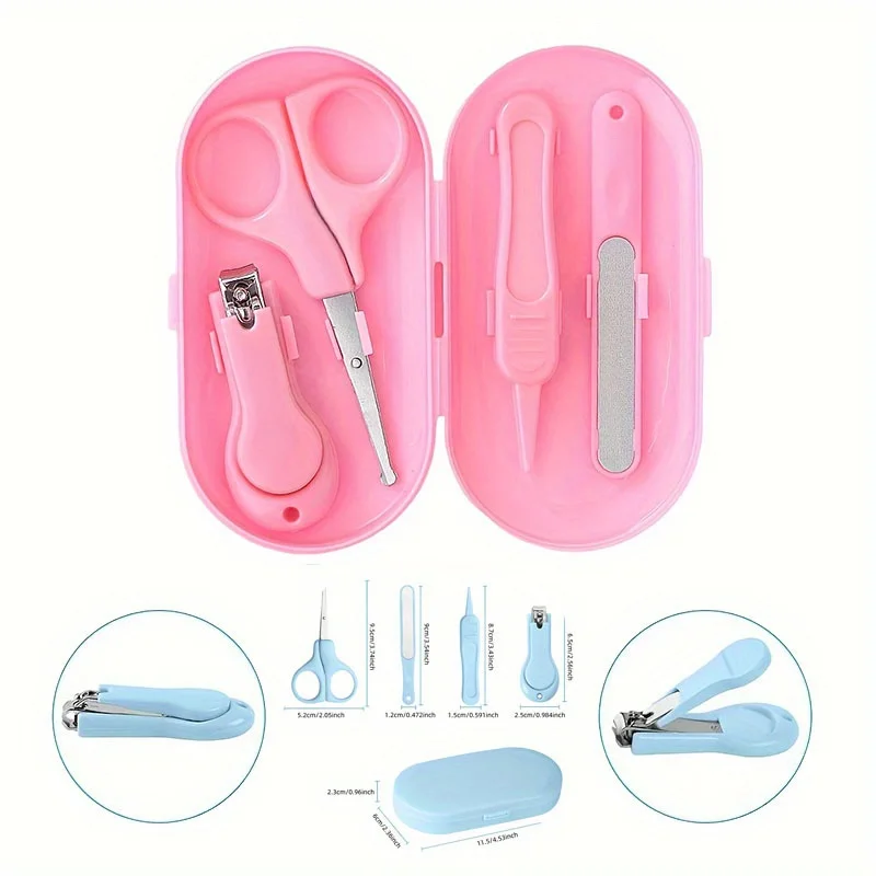 4Pcs/set Nail Care Kit with Storage Box - Includes Nail Clippers, Scissors, Tweezers, Nail File.Ideal for Travel & Home Use