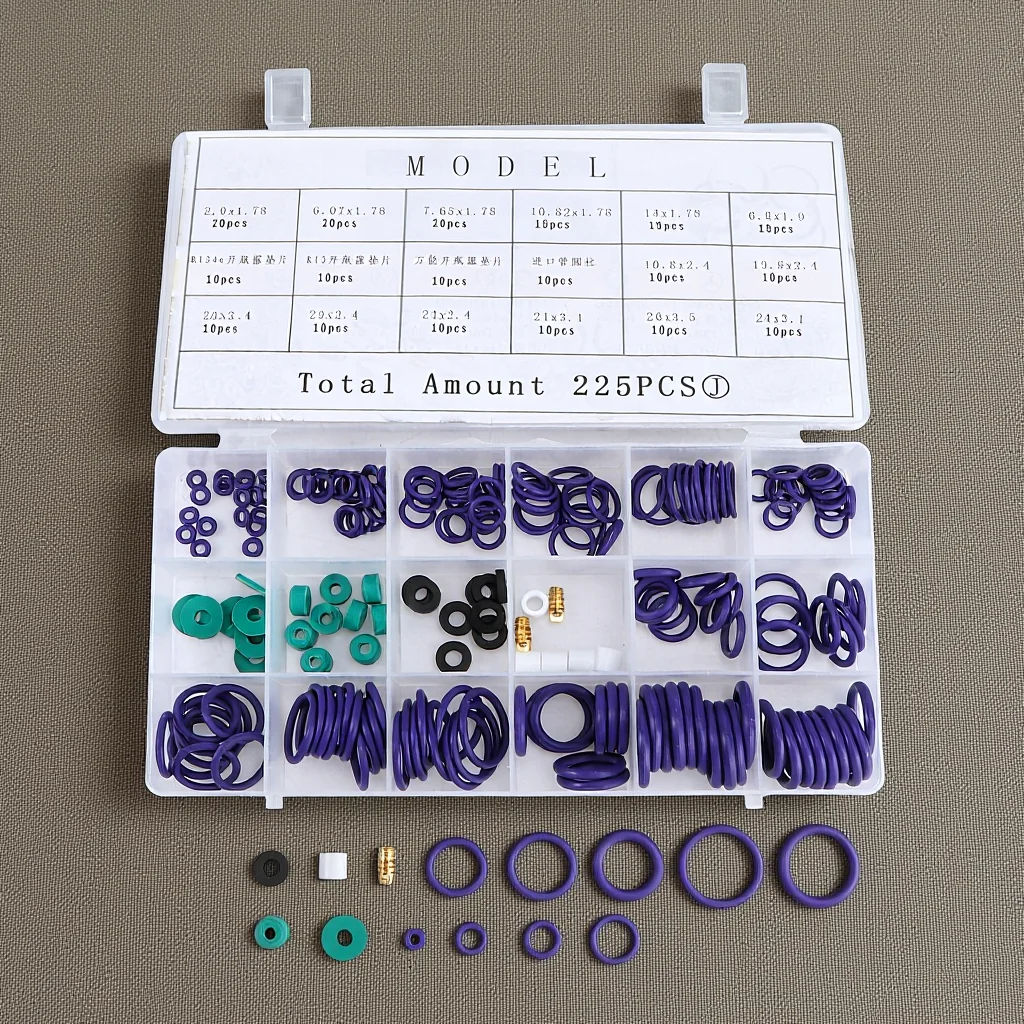 

225pcs O Rubber Gasket Assortment Kit Antistatic Oil Resistant Heat Abrasion Proof For Automotive Industrial