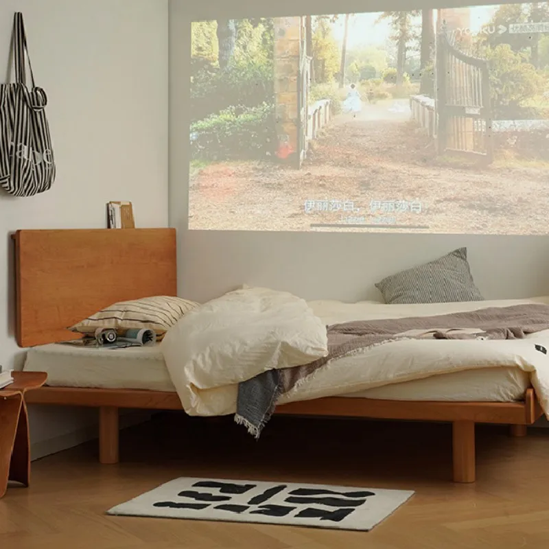 

Nordic cherry wood flush edge bed 1.5 single bed 1.8 meters master bedroom Japanese simple small apartment double solid wood bed