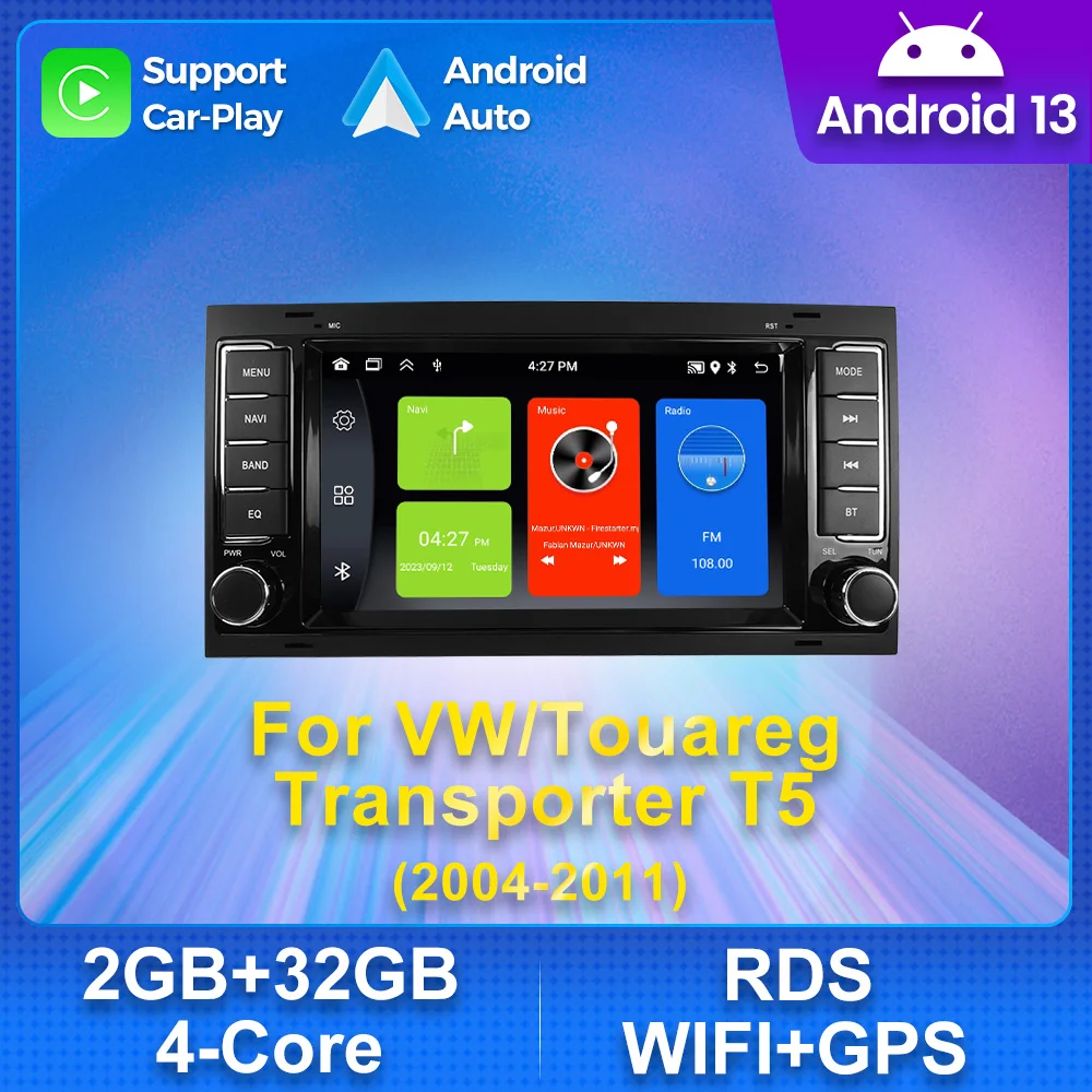 Navifly NEW Android Auto Wireless Carplay For VW Volkswagen Touareg Transporter T5 2004-2011 Multimedia Player Car Radio GPS RDS