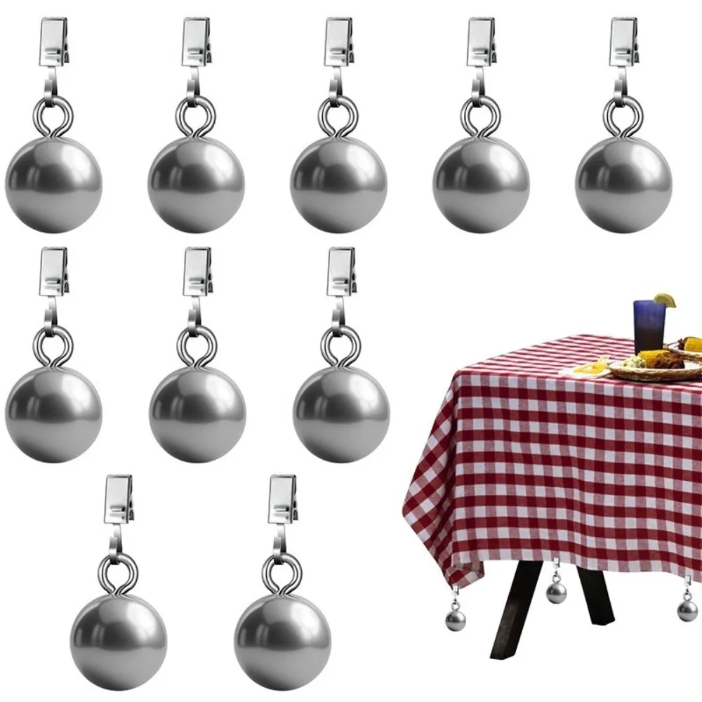 4pcs Solid Metal Ball Tablecloth Weights Clips Windproof Heavy Duty Curtain Drape Holder Table Cover Pendant Clips Home Dining