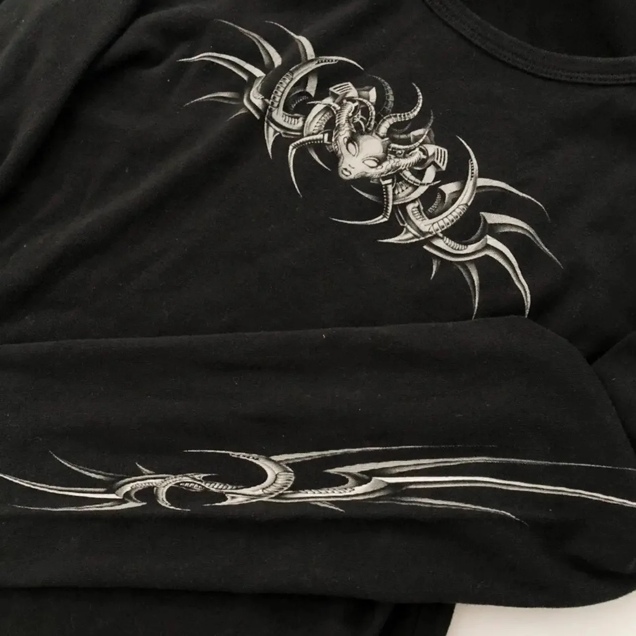 Goth Women T-shirts Blusas O-neck Long Sleeve Skull Print Tunic Woman Clothing Fashion Casual Crop Tops Shirts Y2K Clothing