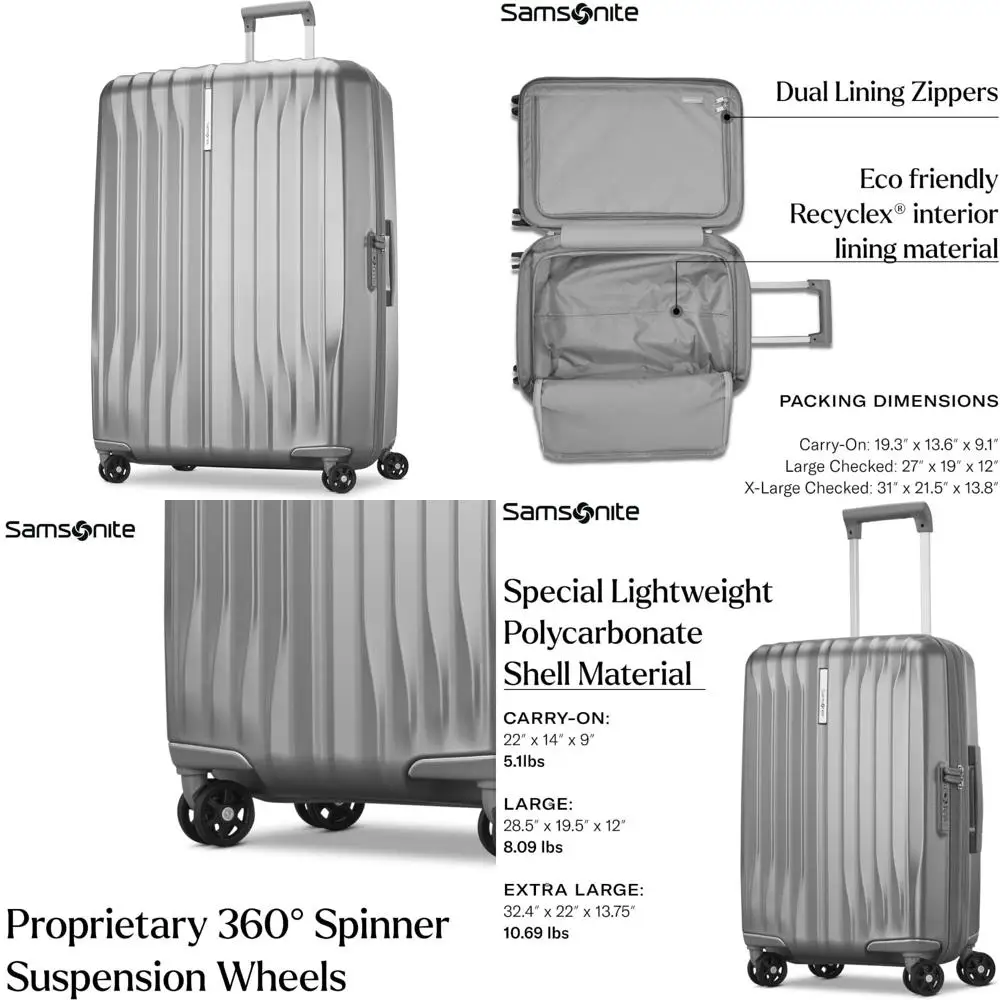 

large hardside luggage with spinner wheels - airline approved, tsa lock, adjustable handle system