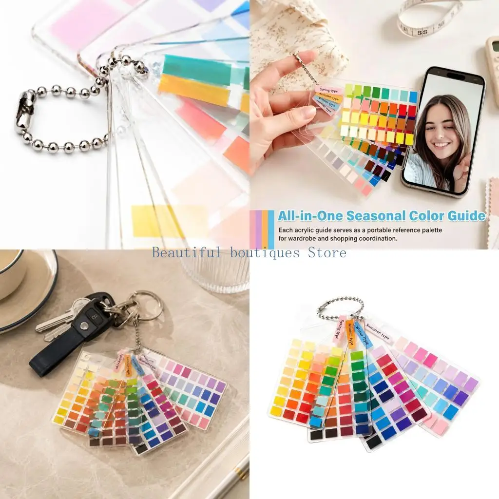 U4LF Acrylic Seasonal Color Cards with Clear Overlay Format and 4 Connected Palette References for Beginners and Personal Style