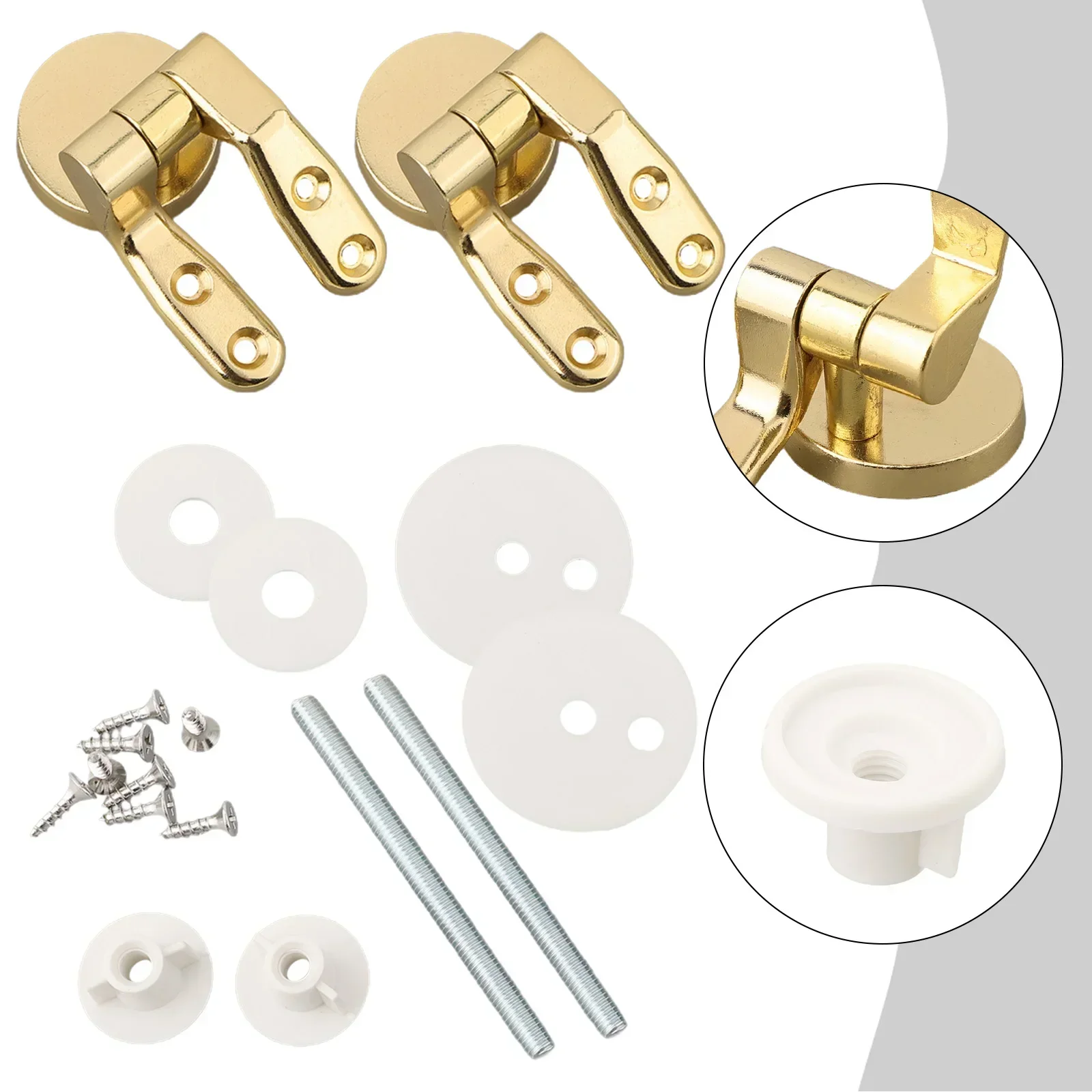 Zinc Alloy Toilet Seat Hinge Flush Toilet Cover Mounting Connector Toilet Seat Hinge Replacement With Fittings