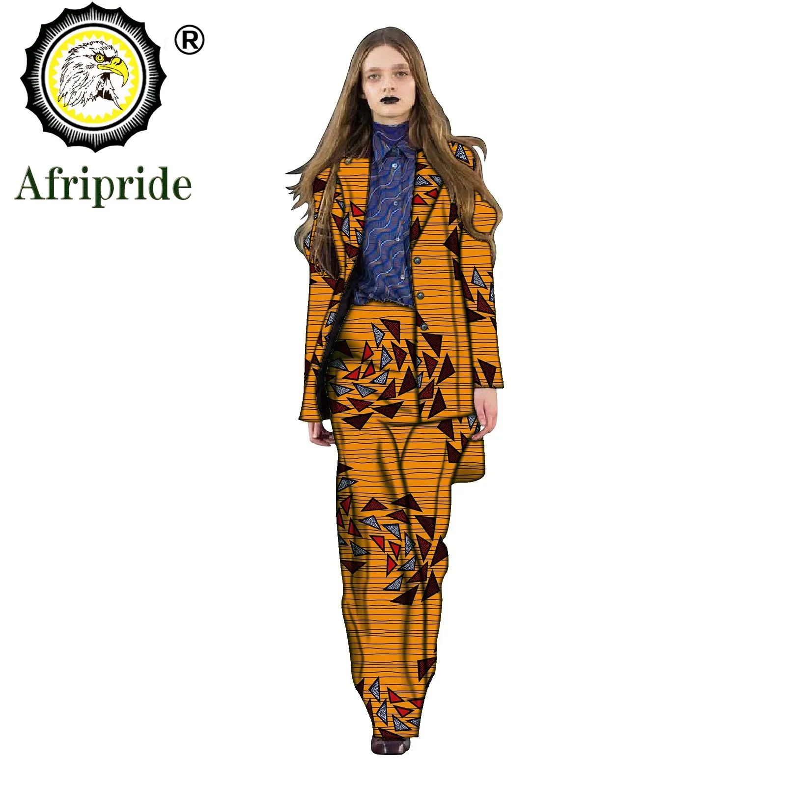 Imagem -04 - Terno Africano para as Mulheres Imprimir Jaqueta Longa e Ancara Calças Peça Conjunto Formal Outwear Dashiki Roupas de Algodão Puro S2026042