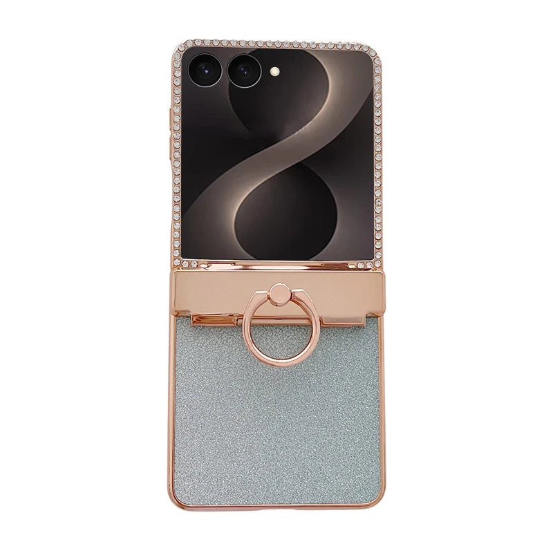 For Samsung Z Flip 8 Phone Case Starry Sky Design Ring Holder Electroplated Hinge Protection Shockproof Anti-Fingerprint Cover