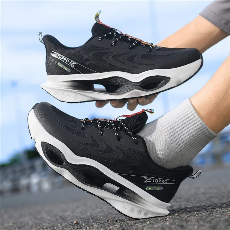 Herren-Laufschuhe mit durchbrochener Sohle, atmungsaktive Sportschuhe aus Mesh für den Sommer, hochelastische, stoßdämpfende Herrenschuhe mit dicker Sohle, die die Körpergröße erhöhen, leichte, rutschfeste und abriebfeste Herren-Laufschuhe für Outdoor-Aktivitäten, Fitness und den täglichen Gebrauch. – Detail 7