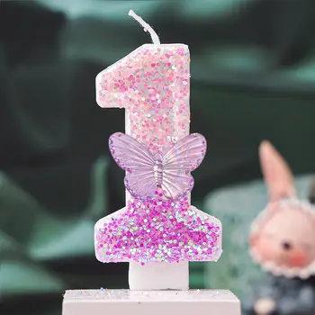 熱賣! 0-9數字漸層紫蝴蝶蠟燭 - 女孩和女神生日可愛蛋糕裝飾蠟燭 10 最佳銷售 蝴蝶蠟燭 - №7