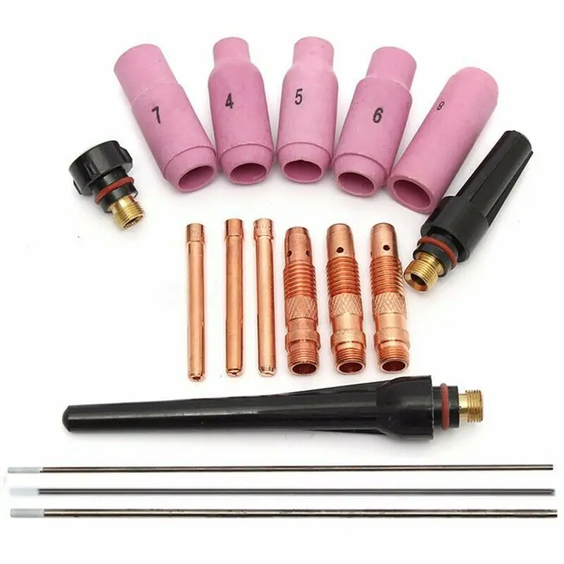 17pcs TIG Welding Torch Accessories Stu Bby Gas Lens #10 Kit For WP-17/18/26 Torch Welding& Soldering Supplies