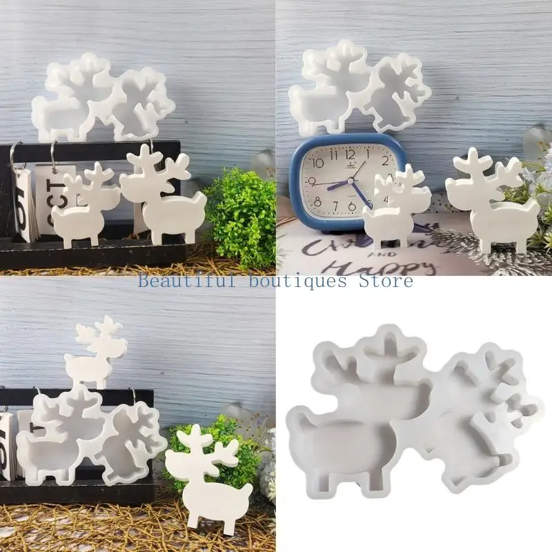 

U4LF Elk Resin Tabletop Decoration Molds for Customizing Christmas Hanging Pendants