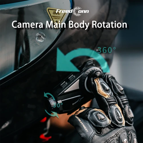 Imagen 2 del producto Freedconn R3 Pro casco de motocicleta auriculares grupo intercomunicador WiFi App 1440P motocicleta Dash Cam Motor Auto DVR