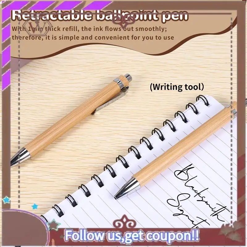 ABBG-35 Uds. Suministros para oficina y escuela, bolígrafo sostenible, bolígrafo retráctil de bambú, herramienta de escritura (tinta negra)