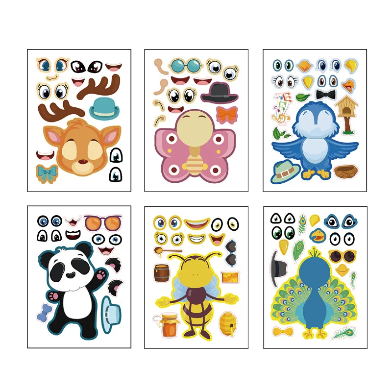6 Sheets Farm Animals Assembled Sticker Set for Kids