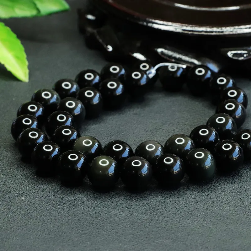 Double Rainbow Eye Obsidian Round Bead Long Chain Bead String Accessories work in progress