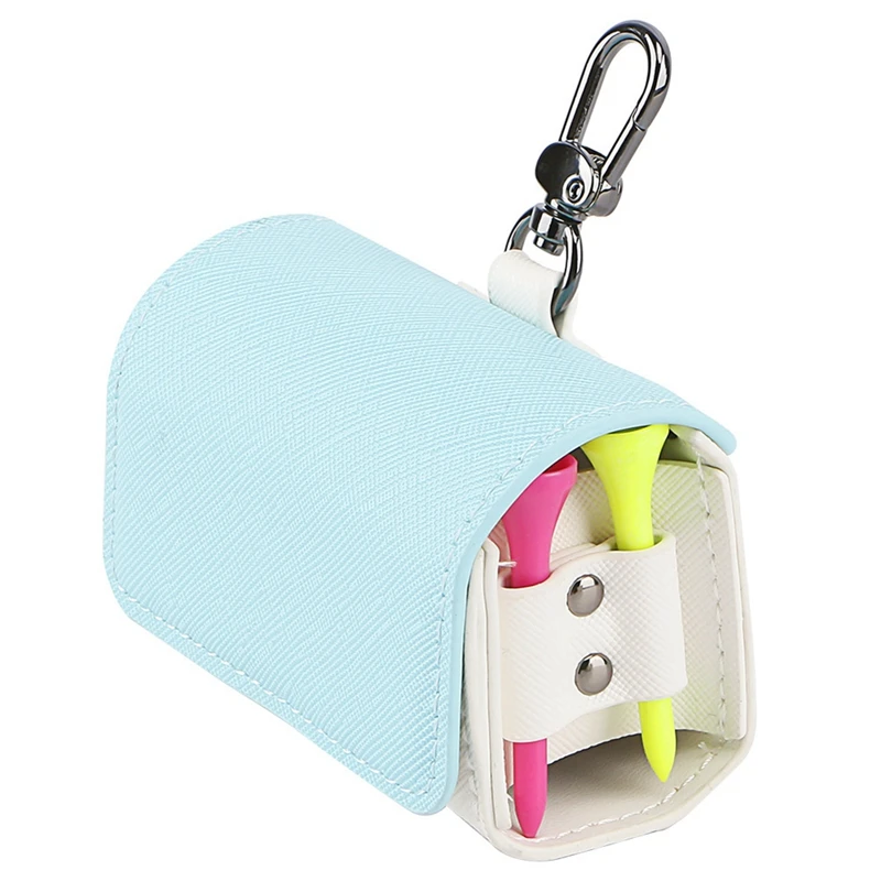 Golf Ball Bag Pouch Color-Blocked Golf Tees Bag Pouch Holder Magnetic Metal Hangings Buckle For 2 Golf Balls