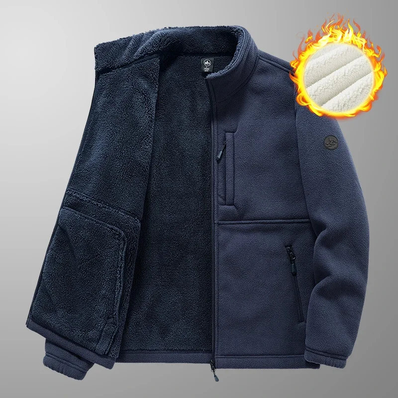 

Autumn Winter Casual Lamb Wool Fleece Lined And Thickened Men's Sweatshirt Hoodie Cashmere Sweatshirts Outdoor Sports Coat