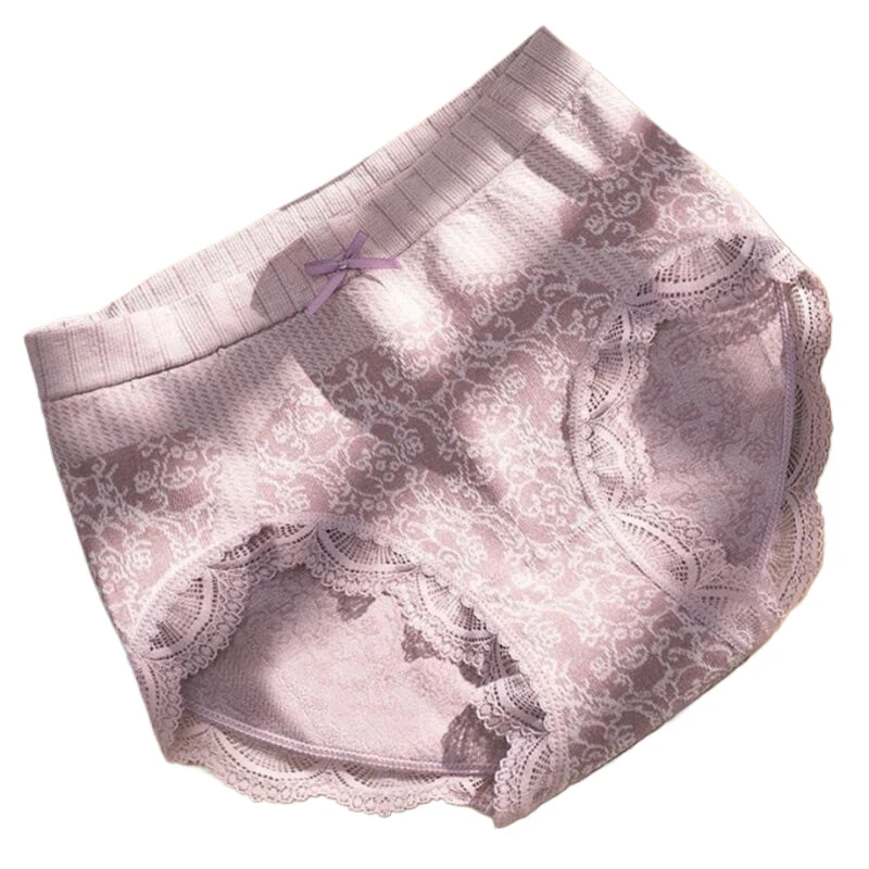 2024 Women\'S Lace Briefs Comfortable Cotton Underpants Breathable High Waist Intimates Underwear Period Panties Female Lingerie