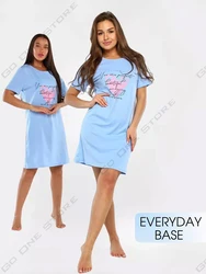 Summer Women's Home Nightgowns Micro Stretch Women's Dresses Plus Size Girls' Knee Length Dresses Breathable Comfortable Tops