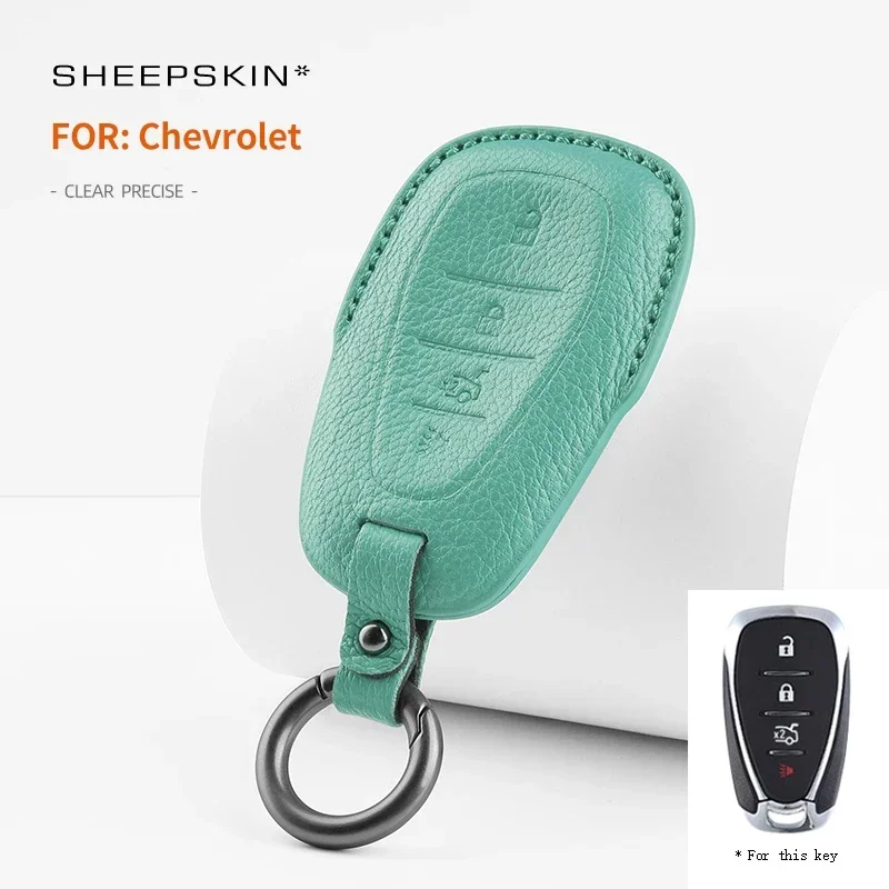 For Chevrolet Malibu Cruze 2019 2020 2021 2022 2023 Fashion GoatSkin Leather Car Remote Sheepskin Key Cover Case Shell Keychain