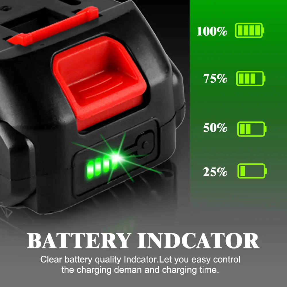 18V Lithium Ion Battery High Capacity Rechargeable with Battery Indicator for Makita Cordless Electric Power Tool Battery EUPlug