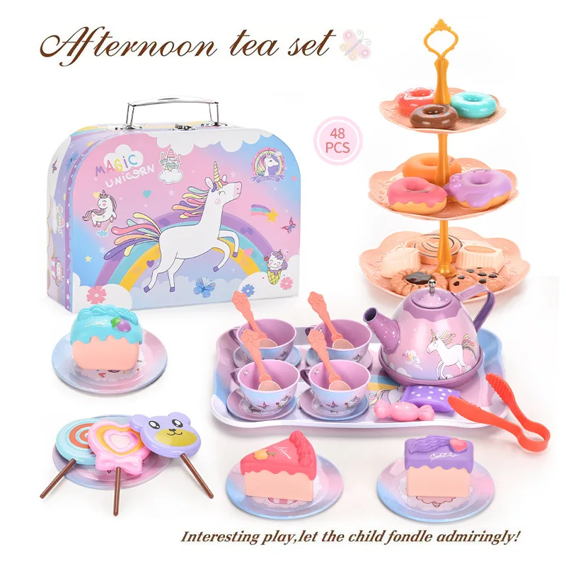 DIY Pretend Play Toy Simulation Tea Food Cake Set Play House Kitchen Afternoon Tea Game Toys Birthday Xmas Gifts For Kids Girls