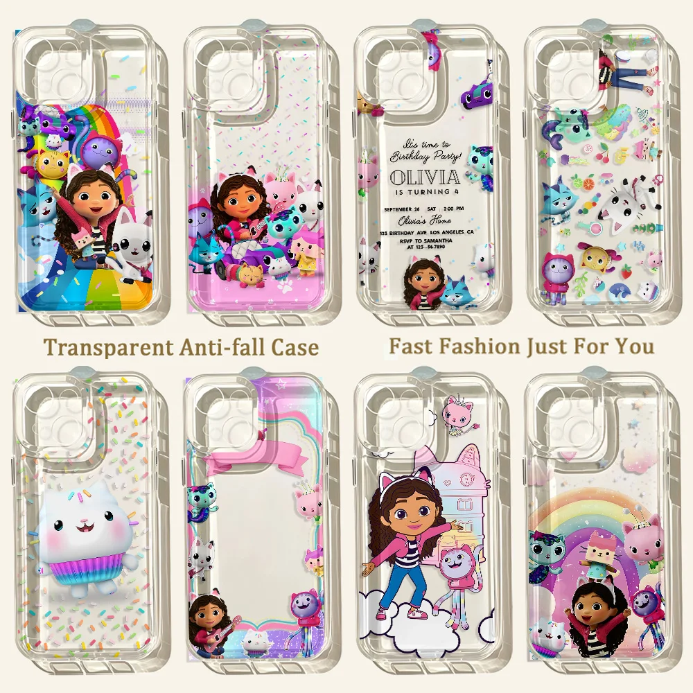 Funda Transparente para iPhone 17e 17 16 16e 15 14 13 12 11 Mini Pro Max Plus con Diseño de Gabby Cats de Gabby's Dollhouse para Niños