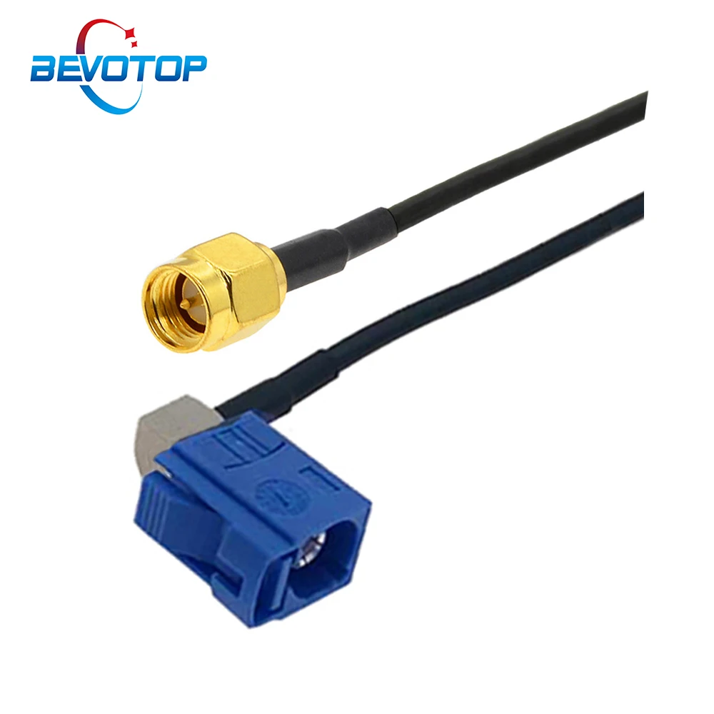 1PCS SMA Male to Blue Fakra C Male Right Angle Plug GPS Antenna Extension Cable RG174 RF Coaxial Pigtail for Auto Vehicle Car