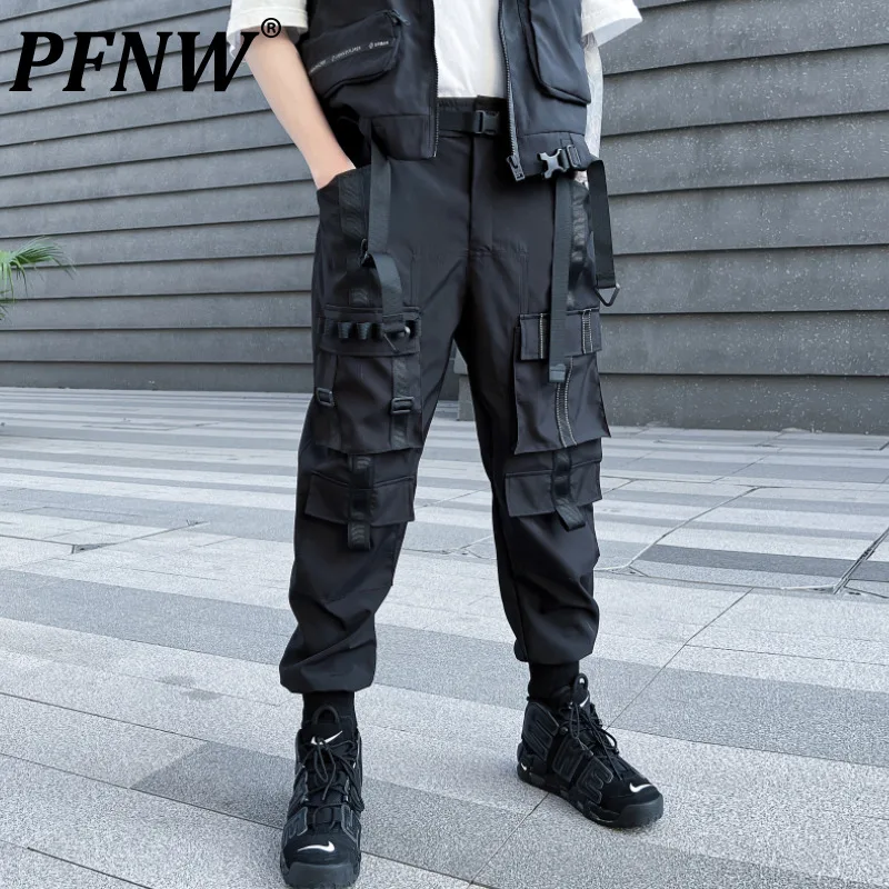 

PFNW Men's Darkwear Overalls Trendy Solid Color Techwear Pencil Cargo Pants Casual Outdoor Chic Trousers Autumn New 12A8661