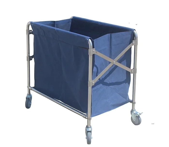 

Commercial Hotel Cleaning Rolling Folding Laundry Trolley Cart on Wheels