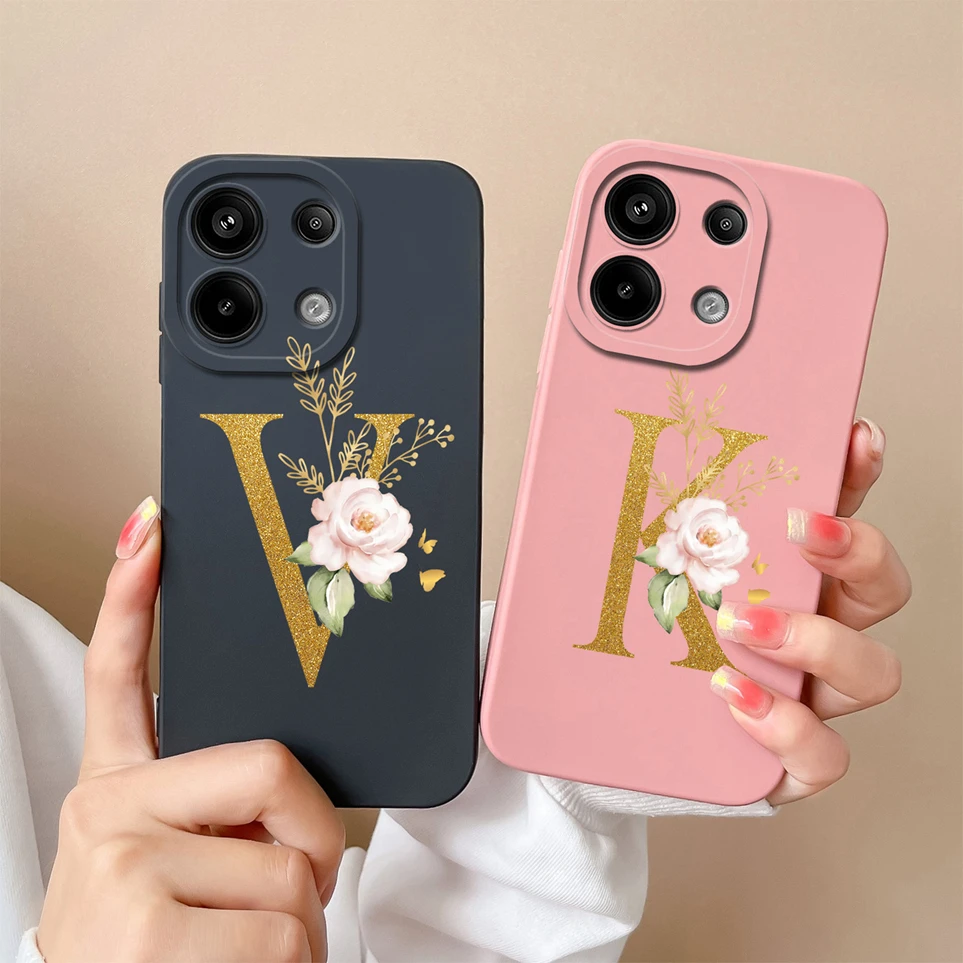 For Xiaomi Redmi Note 13 4G Case Popular Letter Soft Silicone Phone Cover Comfortable Coque For Note13 Pro 4G 23117RA68G Funda