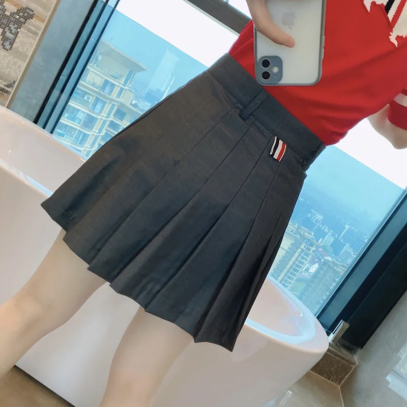 

Classic TB British Style Striped Women Skirt Spring Preppy Style JK School Uniform Faldas Female High Waist Pleated A-line Jupe