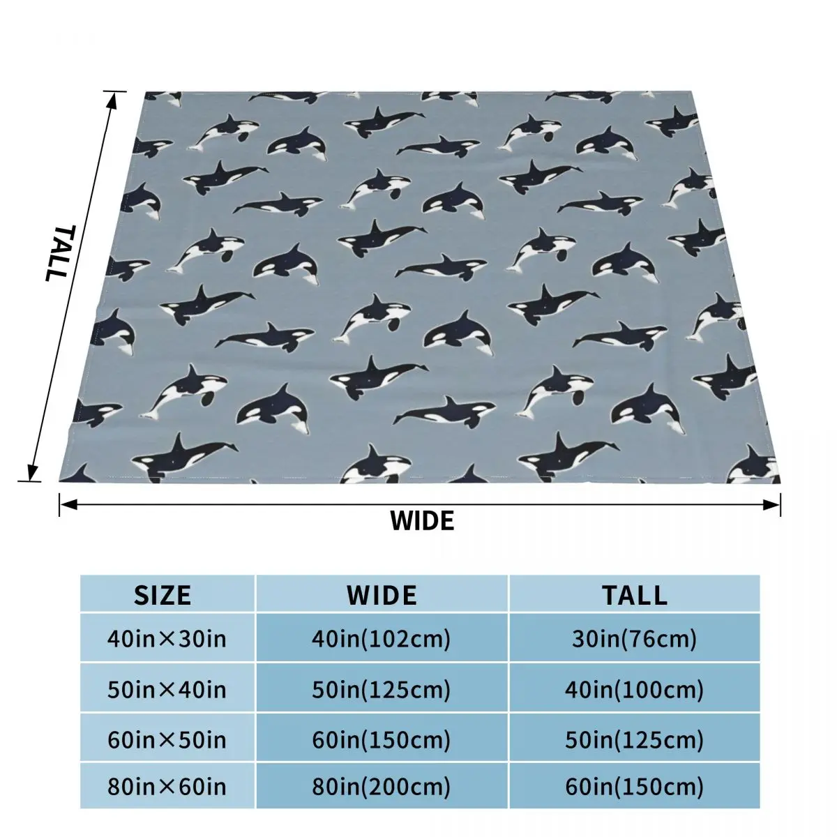 Galaxy Orca Pattern Killer Whale Blue Space Blankets Fleece Decoration Super Warm Throw Blanket for Bedding Outdoor Rug Piece