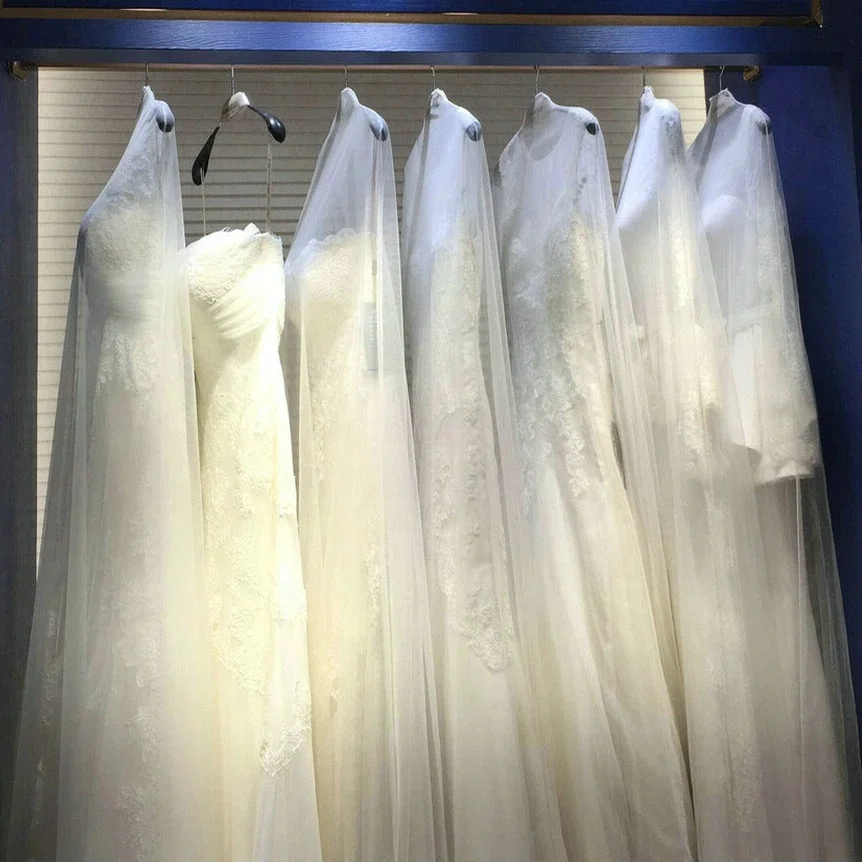 Pack of 4 Encrypted Wedding Dress Dust Covers Mesh Custom Hanging Wedding Dress Bags Evening Dress Dust Covers