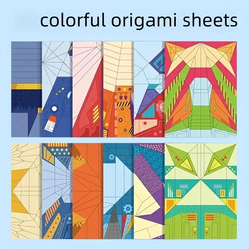 Kit di giocattoli per aeroplani di carta origami colorati 12 stili 36 fogli Giocattoli artigianali per aeroplani di carta 3D fai da te per bambini Regalo creativo fatto a mano