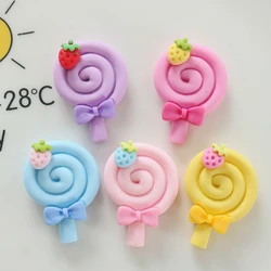 10 Pcs New Mini Kawaii Cartoon Strawberry Candy Lollipop Resin Scrapbook Diy Jewellery Hairpin Accessories Decorate Craft A55