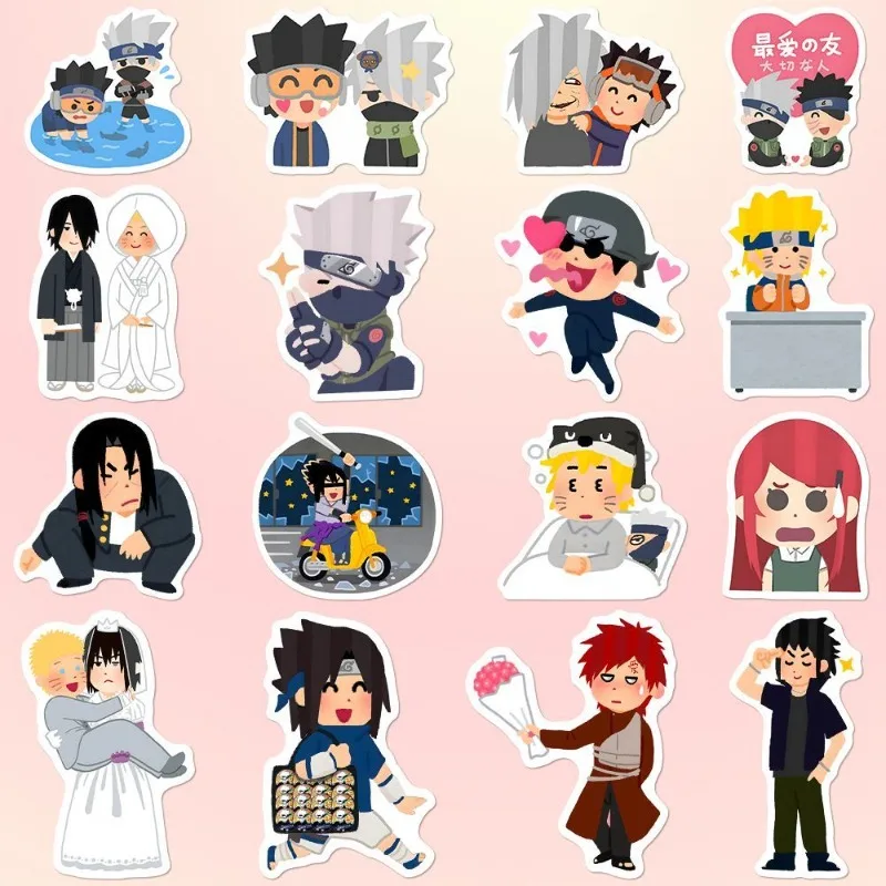 48 ชิ้น Naruto Graffiti สติกเกอร์สําหรับชายหญิง Kawaii Sasuke กระเป๋าเดินทางแล็ปท็อปคู่มือสติกเกอร์ตกแต่ง Kakashi Manga สติกเกอร์