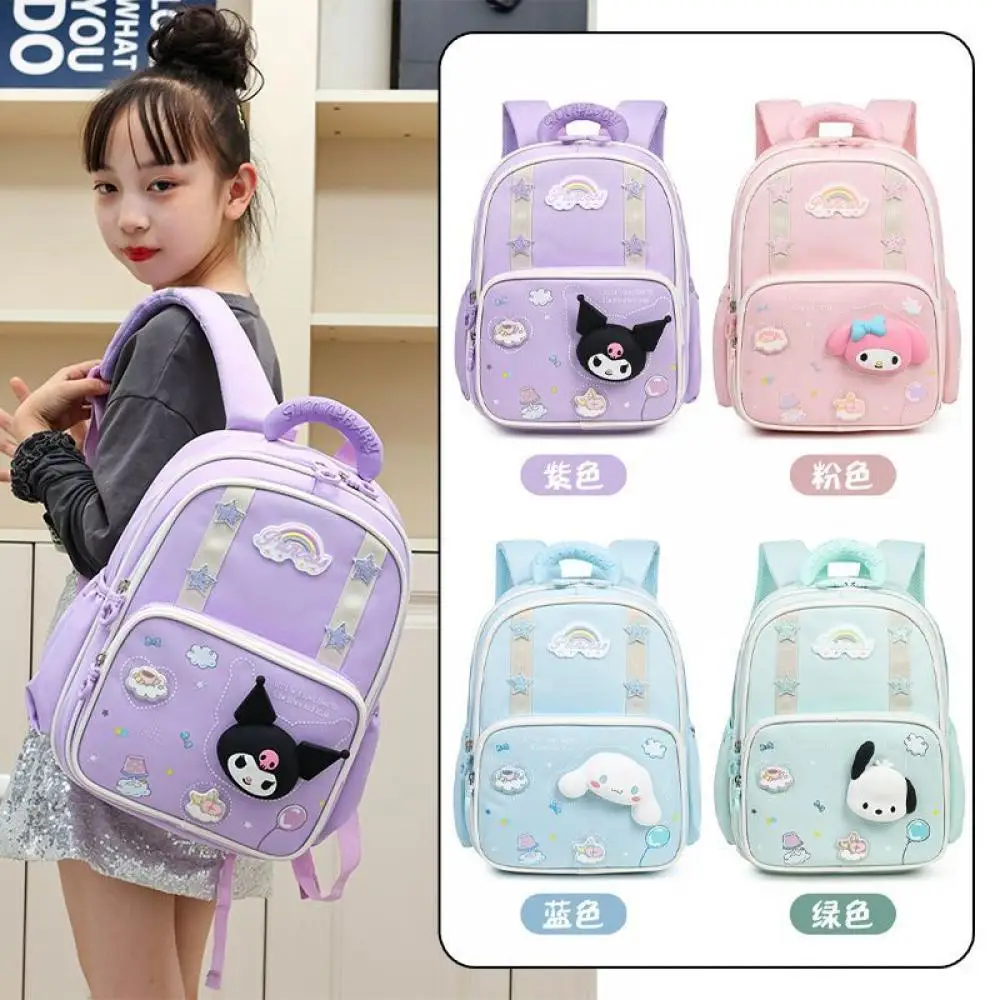 

Sanrio Children Backpack Cute Kuromi Mymelody High-Capacity Cartoon Spine Protection Cinnamoroll Lighten Burden Schoolbag Gifts