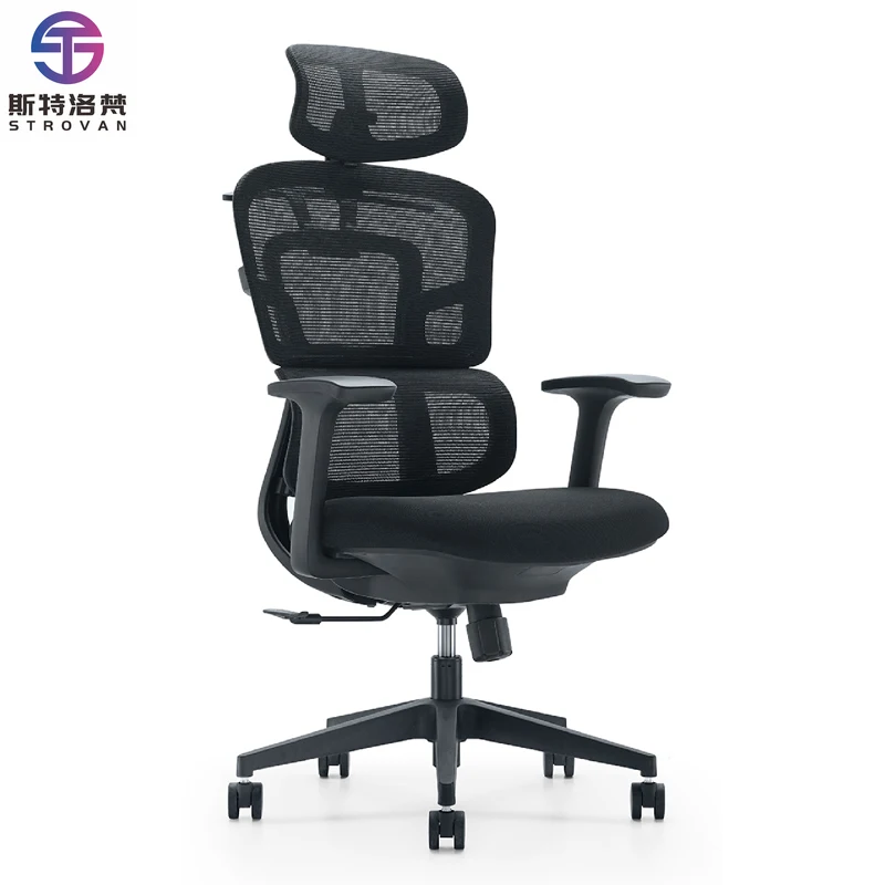 

Modern Executive Office Chair with Adjustable Headrest & 4D Armrests, Luxury Mesh Fabric Swivel Chair