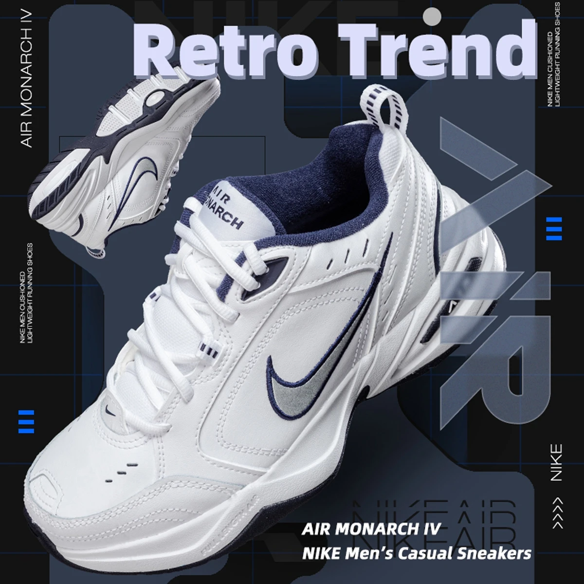 Nike Air Monarch Iv Men's Casual Shoes, Comfortable and Wear-Resistant Sports Shoes, Fashionable Retro Dad Shoes 415445-102