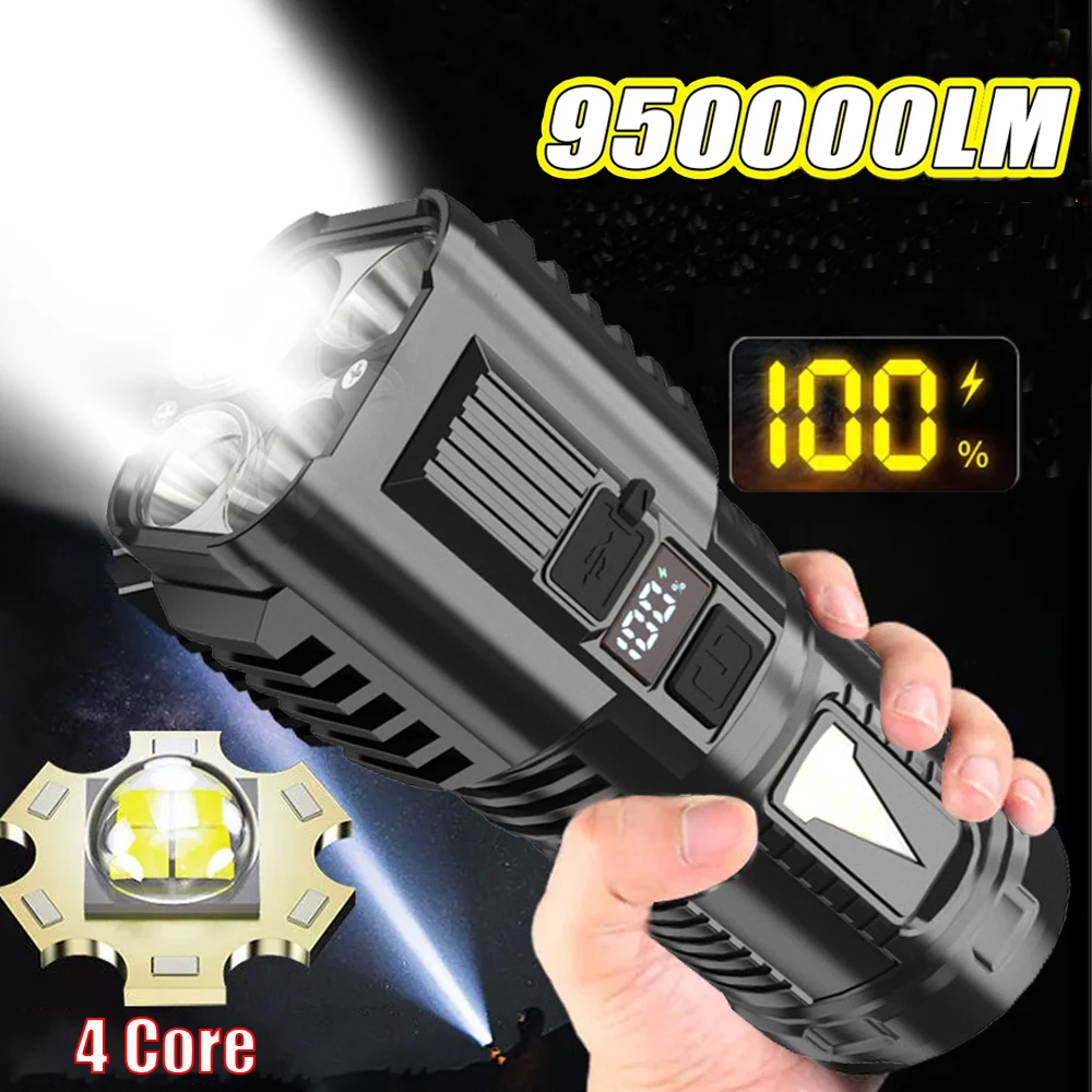 

Rechargeable High Lumens LED Flashlights With Cob Side Light Portable Handheld Torch Light for Hiking Emergencies