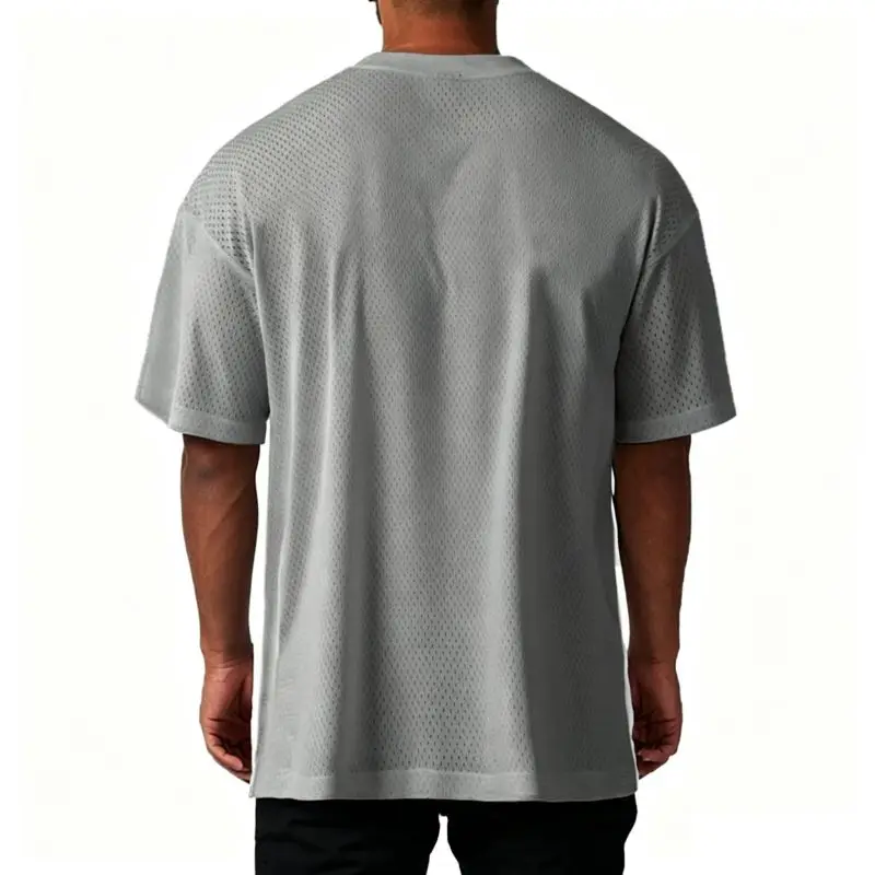 Camiseta Deportiva Casual Oversize para Hombre, Gimnasio, Culturismo, Fitness, Manga Corta, Verano, Malla, Secado Rápido, Transpirable 4
