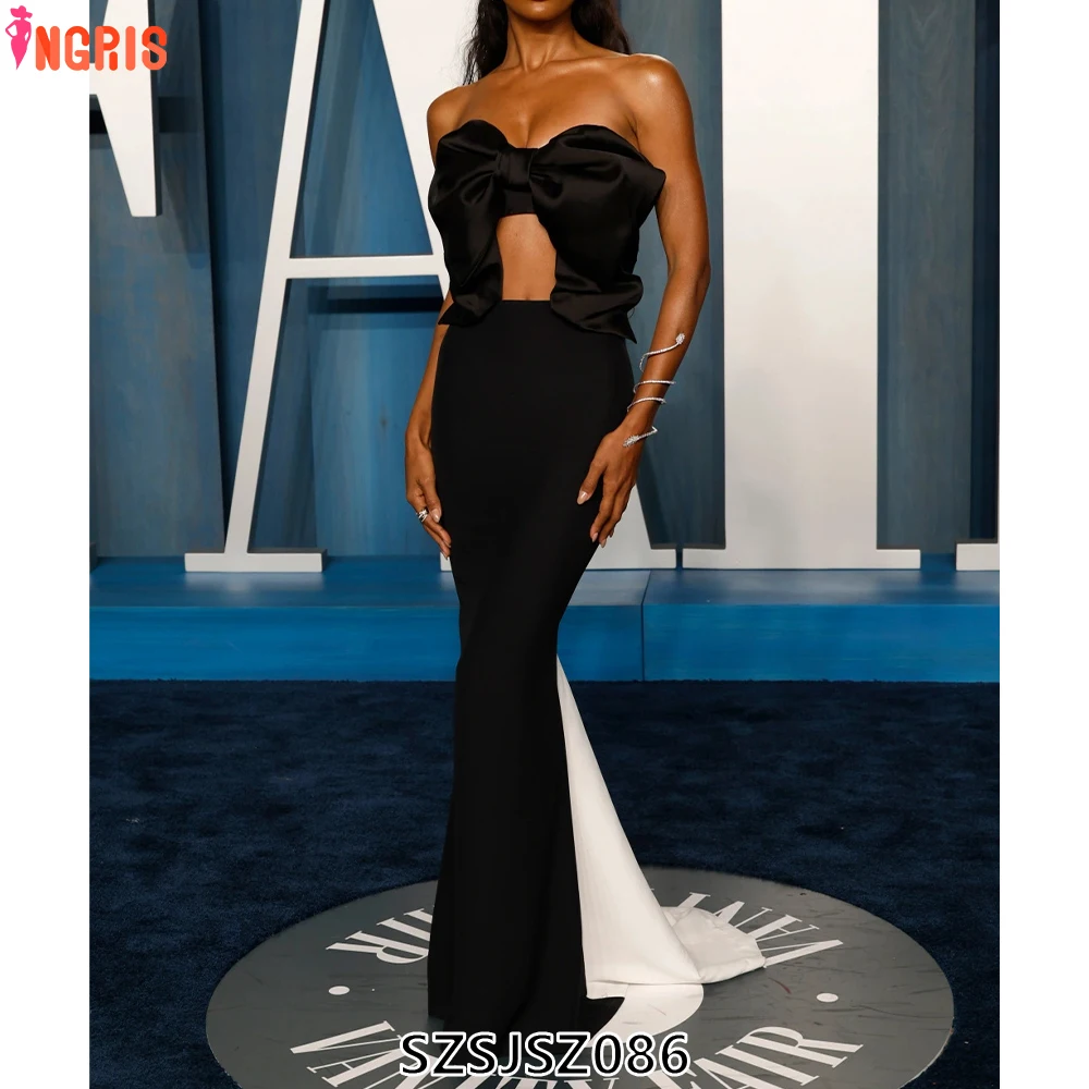 

Sleeveless Bust Cut-out Slimming Oversized Bow Evening Dress Mini Dress-SZSJSZ086