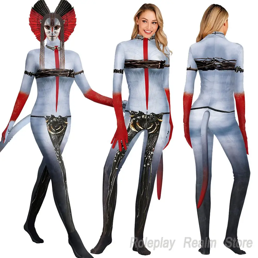 Disfraces de Cosplay de Avatar para Mujer, Traje de Villana Jefe de la Tribu Varang, Mono con Cola, Disfraz Completo de Avatar para Halloween y Carnaval
