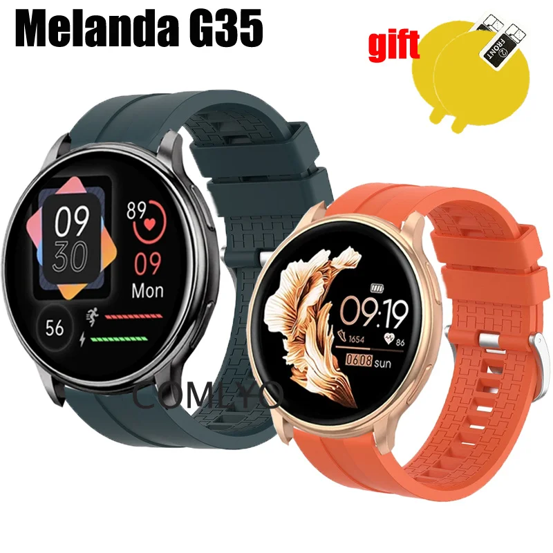 3in1 for Melanda G35 Strap Band Belt Smart watch Silicone Bracelet Women men Screen Protector Film